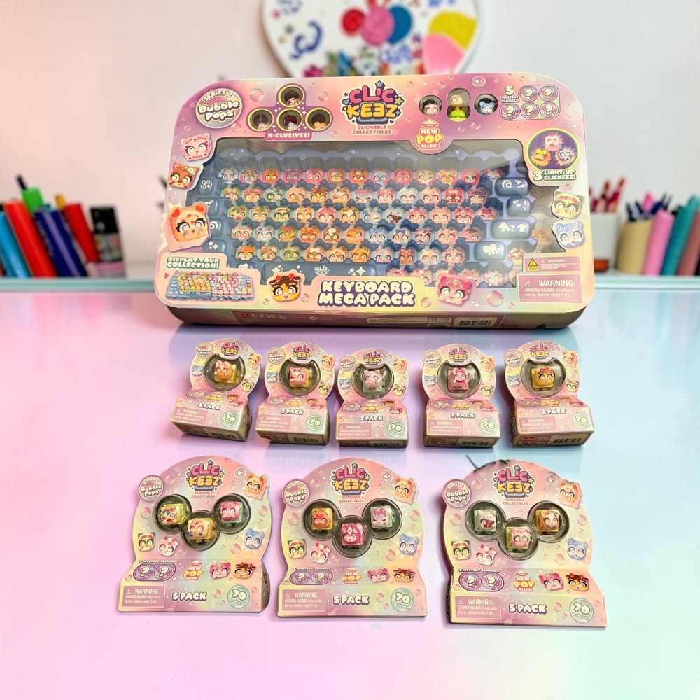 Clickeez Clickable Collectibles Keyboard Mega Pack Bubble Pops Mystery Bundle